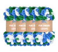 JubileeYarn Fun Finger Loops Yarn - Polyester Jumbo Weight Loop Yarn - 100g/Skein - Blue Green White - 4 Skeins