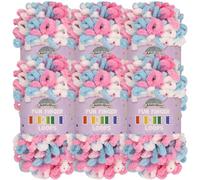 JubileeYarn Fun Finger Loops Yarn - Polyester Jumbo Weight Loop Yarn - 100g/Skein - Coccinelle - 6 Skeins