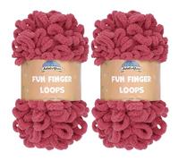 JubileeYarn Fun Finger Loops Yarn - Polyester Jumbo Weight Loop Yarn - 100g/Skein - Dusty Maroon - 2 Skeins
