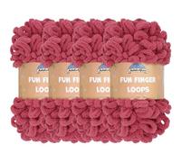 JubileeYarn Fun Finger Loops Yarn - Polyester Jumbo Weight Loop Yarn - 100g/Skein - Dusty Maroon - 4 Skeins