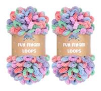 JubileeYarn Fun Finger Loops Yarn - Polyester Jumbo Weight Loop Yarn - 100g/Skein - Eros - 2 Skeins