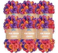 JubileeYarn Fun Finger Loops Yarn - Polyester Jumbo Weight Loop Yarn - 100g/Skein - Euphorie - 6 Skeins
