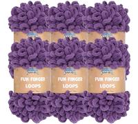 JubileeYarn Fun Finger Loops Yarn - Polyester Jumbo Weight Loop Yarn - 100g/Skein - Grape Compote - 6 Skeins