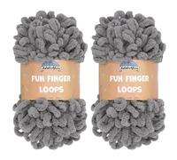 JubileeYarn Fun Finger Loops Yarn - Polyester Jumbo Weight Loop Yarn - 100g/Skein - Grey - 2 Skeins