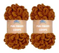 JubileeYarn Fun Finger Loops Yarn - Polyester Jumbo Weight Loop Yarn - 100g/Skein - Hickory - 2 Skeins