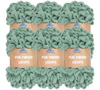JubileeYarn Fun Finger Loops Yarn - Polyester Jumbo Weight Loop Yarn - 100g/Skein - Hunter - 6 Skeins