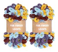 JubileeYarn Fun Finger Loops Yarn - Polyester Jumbo Weight Loop Yarn - 100g/Skein - Iris - 2 Skeins