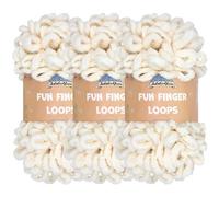 JubileeYarn Fun Finger Loops Yarn - Polyester Jumbo Weight Loop Yarn - 100g/Skein - Ivory - 3 Skeins