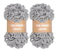 JubileeYarn Fun Finger Loops Yarn - Polyester Jumbo Weight Loop Yarn - 100g/Skein - Light Grey - 2 Skeins