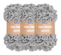 JubileeYarn Fun Finger Loops Yarn - Polyester Jumbo Weight Loop Yarn - 100g/Skein - Light Grey - 3 Skeins