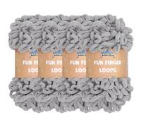 JubileeYarn Fun Finger Loops Yarn - Polyester Jumbo Weight Loop Yarn - 100g/Skein - Light Grey - 4 Skeins