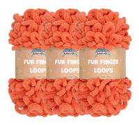 JubileeYarn Fun Finger Loops Yarn - Polyester Jumbo Weight Loop Yarn - 100g/Skein - Living Coral - 3 Skeins