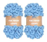 JubileeYarn Fun Finger Loops Yarn - Polyester Jumbo Weight Loop Yarn - 100g/Skein - Maritime Blue - 2 Skeins