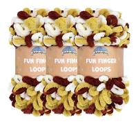 JubileeYarn Fun Finger Loops Yarn - Polyester Jumbo Weight Loop Yarn - 100g/Skein - Maroon Gold White - 3 Skeins