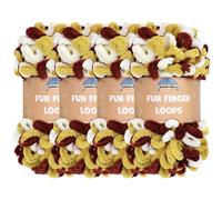 JubileeYarn Fun Finger Loops Yarn - Polyester Jumbo Weight Loop Yarn - 100g/Skein - Maroon Gold White - 4 Skeins