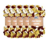 JubileeYarn Fun Finger Loops Yarn - Polyester Jumbo Weight Loop Yarn - 100g/Skein - Maroon Gold White - 5 Skeins