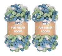 JubileeYarn Fun Finger Loops Yarn - Polyester Jumbo Weight Loop Yarn - 100g/Skein - Multicolour Blue Green - 2 Skeins