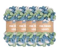 JubileeYarn Fun Finger Loops Yarn - Polyester Jumbo Weight Loop Yarn - 100g/Skein - Multicolour Blue Green - 4 Skeins