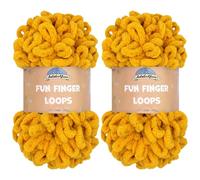 JubileeYarn Fun Finger Loops Yarn - Polyester Jumbo Weight Loop Yarn - 100g/Skein - Mustard - 2 Skeins