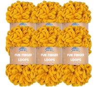 JubileeYarn Fun Finger Loops Yarn - Polyester Jumbo Weight Loop Yarn - 100g/Skein - Mustard - 6 Skeins
