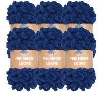 JubileeYarn Fun Finger Loops Yarn - Polyester Jumbo Weight Loop Yarn - 100g/Skein - Navy - 6 Skeins