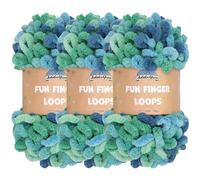 JubileeYarn Fun Finger Loops Yarn - Polyester Jumbo Weight Loop Yarn - 100g/Skein - Oceanus - 3 Skeins