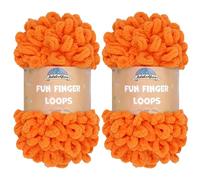 JubileeYarn Fun Finger Loops Yarn - Polyester Jumbo Weight Loop Yarn - 100g/Skein - Orange Peel - 2 Skeins