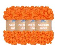 JubileeYarn Fun Finger Loops Yarn - Polyester Jumbo Weight Loop Yarn - 100g/Skein - Orange Peel - 4 Skeins
