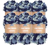 JubileeYarn Fun Finger Loops Yarn - Polyester Jumbo Weight Loop Yarn - 100g/Skein - Pegasus - 6 Skeins
