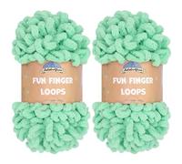 JubileeYarn Fun Finger Loops Yarn - Polyester Jumbo Weight Loop Yarn - 100g/Skein - Peppermint - 2 Skeins