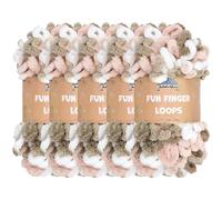 JubileeYarn Fun Finger Loops Yarn - Polyester Jumbo Weight Loop Yarn - 100g/Skein - Pink Brown White - 5 Skeins