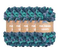 JubileeYarn Fun Finger Loops Yarn - Polyester Jumbo Weight Loop Yarn - 100g/Skein - Poseidon - 5 Skeins