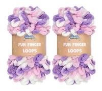 JubileeYarn Fun Finger Loops Yarn - Polyester Jumbo Weight Loop Yarn - 100g/Skein - Purple Pink White - 2 Skeins