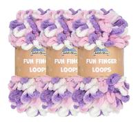 JubileeYarn Fun Finger Loops Yarn - Polyester Jumbo Weight Loop Yarn - 100g/Skein - Purple Pink White - 3 Skeins