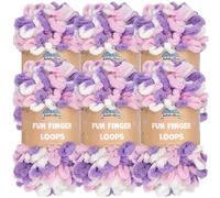 JubileeYarn Fun Finger Loops Yarn - Polyester Jumbo Weight Loop Yarn - 100g/Skein - Purple Pink White - 6 Skeins