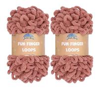 JubileeYarn Fun Finger Loops Yarn - Polyester Jumbo Weight Loop Yarn - 100g/Skein - Rose Dawn - 2 Skeins