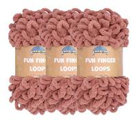 JubileeYarn Fun Finger Loops Yarn - Polyester Jumbo Weight Loop Yarn - 100g/Skein - Rose Dawn - 3 Skeins