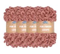 JubileeYarn Fun Finger Loops Yarn - Polyester Jumbo Weight Loop Yarn - 100g/Skein - Rose Dawn - 4 Skeins