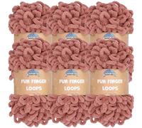 JubileeYarn Fun Finger Loops Yarn - Polyester Jumbo Weight Loop Yarn - 100g/Skein - Rose Dawn - 6 Skeins