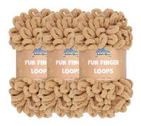 JubileeYarn Fun Finger Loops Yarn - Polyester Jumbo Weight Loop Yarn - 100g/Skein - Sand - 3 Skeins