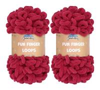 JubileeYarn Fun Finger Loops Yarn - Polyester Jumbo Weight Loop Yarn - 100g/Skein - Sangre - 2 Skeins