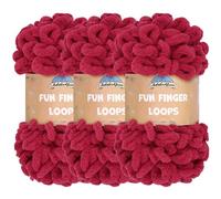 JubileeYarn Fun Finger Loops Yarn - Polyester Jumbo Weight Loop Yarn - 100g/Skein - Sangre - 3 Skeins