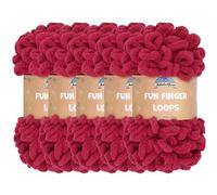 JubileeYarn Fun Finger Loops Yarn - Polyester Jumbo Weight Loop Yarn - 100g/Skein - Sangre - 5 Skeins