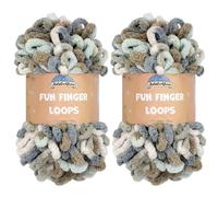 JubileeYarn Fun Finger Loops Yarn - Polyester Jumbo Weight Loop Yarn - 100g/Skein - Selene - 2 Skeins