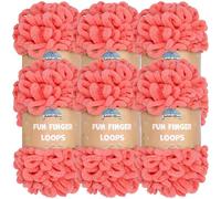 JubileeYarn Fun Finger Loops Yarn - Polyester Jumbo Weight Loop Yarn - 100g/Skein - Sherbert - 6 Skeins