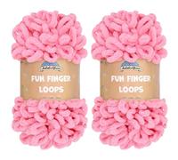 JubileeYarn Fun Finger Loops Yarn - Polyester Jumbo Weight Loop Yarn - 100g/Skein - Tickled Pink - 2 Skeins