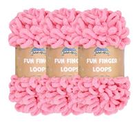 JubileeYarn Fun Finger Loops Yarn - Polyester Jumbo Weight Loop Yarn - 100g/Skein - Tickled Pink - 3 Skeins