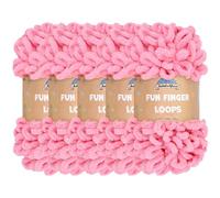 JubileeYarn Fun Finger Loops Yarn - Polyester Jumbo Weight Loop Yarn - 100g/Skein - Tickled Pink - 5 Skeins