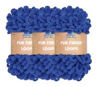 JubileeYarn Fun Finger Loops Yarn - Polyester Jumbo Weight Loop Yarn - 100g/Skein - Turkish Sea - 3 Skeins
