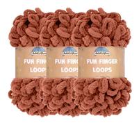JubileeYarn Fun Finger Loops Yarn - Polyester Jumbo Weight Loop Yarn - 100g/Skein - Umber - 3 Skeins